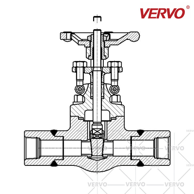 800LB Flanged Gate Valve Long Welded Short Pipe Forged Carbon